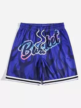 Мужские баскетбольные шорты на шнурке ROMWE Street Life, цвет синий