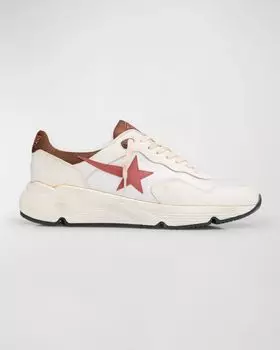 Мужские беговые кроссовки из текстиля и кожи на подошве Golden Goose, цвет Whitebrandybrown
