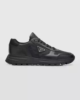 Мужские беговые кроссовки Prax с треугольным логотипом Prada, цвет Nero