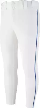 Мужские бейсбольные брюки зауженного кроя Mizuno Premier с окантовкой, цвет White/Royal