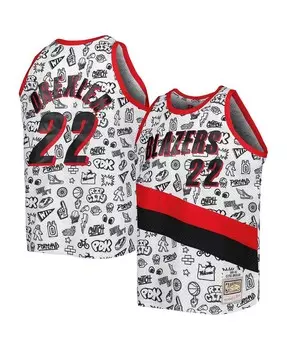Мужские белые блейзеры clyde drexler portland trail blazers 1991-92 hardwood classics doodle swingman player jersey Mitchell & Ness, белый