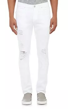 Мужские белые джинсы узкого кроя с эффектом потертости Tyler Solace J Brand, белый