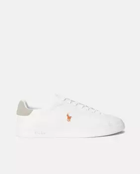 Мужские белые кожаные кроссовки с логотипом сбоку Polo Ralph Lauren, цвет Blanco Hielo