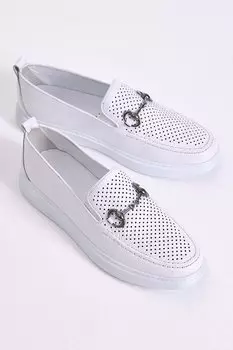 Мужские белые лоферы из натуральной кожи с пряжкой спереди TONNY BLACK