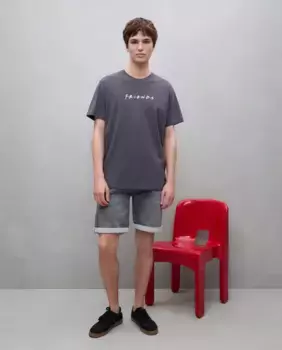 Мужские бермуды с пятью карманами, трикотажный деним Easy Wear, серый