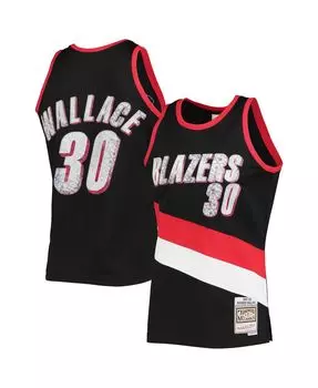 Мужские блейзеры rasheed wallace black portland trail blazers 1999-00 hardwood classics 75th anniversary diamond swingman jersey Mitchell & Ness, черный