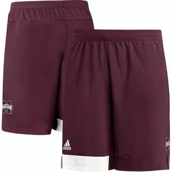 Мужские бордовые тренировочные шорты Mississippi State Bulldogs adidas