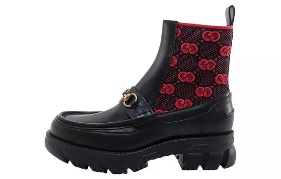 Ботинки мужские Gucci Horsebit-detail, черный / красный