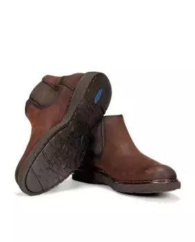 Мужские ботильоны темно-коричневого цвета из промасленной кожи Fluchos