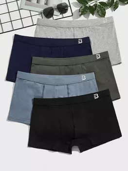 Мужские боксерские шорты Underwear&Sleepwear Basics, с буквенным принтом, 5 шт Manfinity, мультиколор