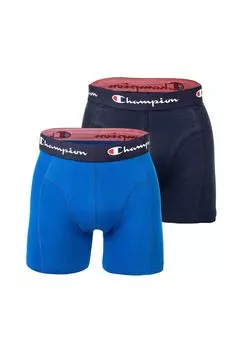 Мужские боксеры, 2 шт., хлопок, пояс с логотипом, однотонные Champion, цвет Blau Marine