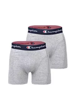 Мужские боксеры, 2 шт., хлопок, пояс с логотипом, однотонные Champion, цвет Hellgrau Meliert