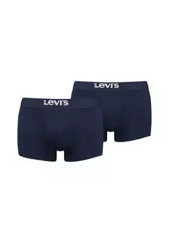 Мужские боксеры, 2 шт. - Solid Basic Trunk Organic, пояс с логотипом Levi's, синий