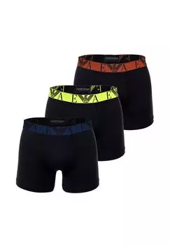 Мужские боксеры, 3 шт. - BOLD MONOGRAM, боксеры, хлопок стрейч EMPORIO ARMANI, черный