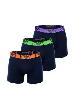 Мужские боксеры, 3 шт. - BOLD MONOGRAM, боксеры, хлопок стрейч EMPORIO ARMANI, цвет Marine