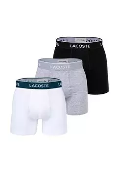 Мужские боксеры, 3 шт.: боксеры, хлопок стрейч, пояс с логотипом LACOSTE, цвет Schwarz Grau