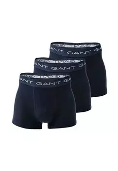 Мужские боксеры, 3 шт., плавки, хлопок стрейч, логотип, однотонные GANT, синий