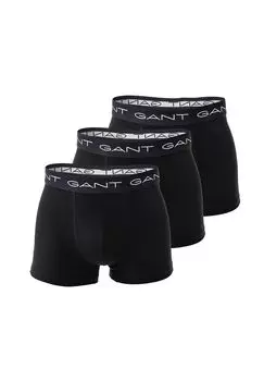 Мужские боксеры, 3 шт., плавки, хлопок стрейч, логотип, однотонные GANT, черный