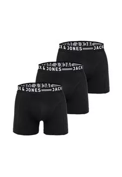 Мужские боксеры, 3 шт. - SENSE TRUNKS, хлопок стрейч JACK & JONES, черный