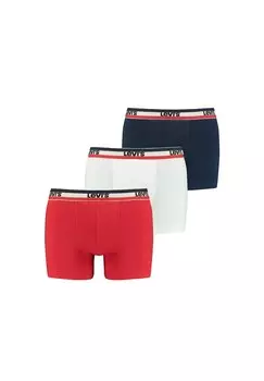 Мужские боксеры, 3 шт.: спортивные трусы-боксеры с логотипом, хлопок стрейч Levi's, цвет Blau Rot