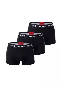 Мужские боксеры, 3 шт., тройная упаковка плавок, логотип, хлопок стрейч HUGO, черный