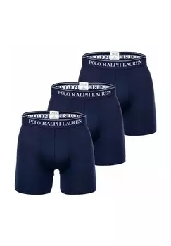Мужские боксеры, 3 шт. в упаковке - BOXER BRIEF - 3 PACK, хлопок стрейч, пояс с логотипом RALPH LAUREN, темно-синий