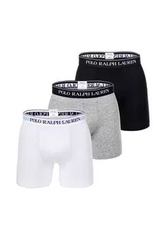 Мужские боксеры, 3 шт. в упаковке - BOXER BRIEF - 3 PACK, хлопок стрейч, пояс с логотипом RALPH LAUREN, цвет Schwarz Grau