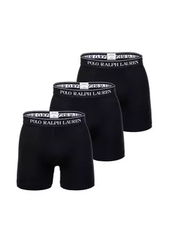 Мужские боксеры, 3 шт. в упаковке - BOXER BRIEF - 3 PACK, хлопок стрейч, пояс с логотипом RALPH LAUREN, черный