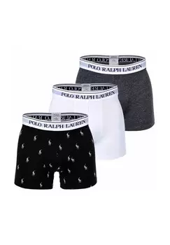 Мужские боксеры, 3 шт в упаковке - BOXER BRIEF - 3 PACK, хлопок стрейч, пояс с логотипом RALPH LAUREN, цвет Schwarz/grau/wei_