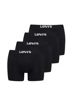 Мужские боксеры, 4 шт., боксеры с логотипом, хлопок стрейч Levi's, черный