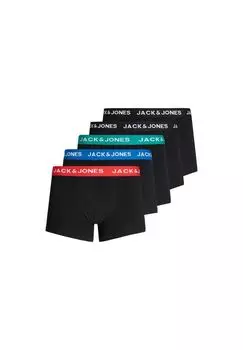 Мужские боксеры, 5 шт. - JACHUEY TRUNKS, хлопок стрейч JACK & JONES, цвет Rot Blau Petrol Schwarz