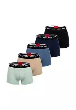 Мужские боксеры, 5 шт, пять трусов, логотип, хлопок стрейч HUGO, цвет Beige/schwarz/gr_n/blau