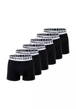 Мужские боксеры, 6 шт. - SENSE TRUNKS, хлопок стрейч JACK & JONES, черный