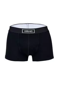 Мужские боксеры - CANETE, короткие плавки, хлопок стрейч, логотип, однотонный VERSACE, черный