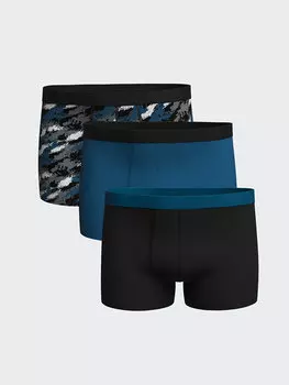 Мужские боксеры из гибкой ткани стандартной формы, 3 предмета LCW DREAM, черный с принтом