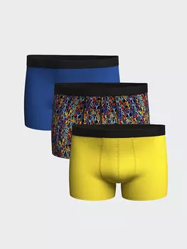 Мужские боксеры из гибкой ткани стандартной формы, 3 предмета LCW DREAM, черный с принтом