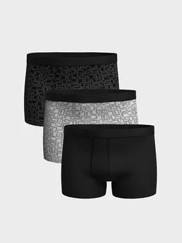 Мужские боксеры из гибкой ткани стандартной формы, 3 предмета LCW DREAM, черный с принтом