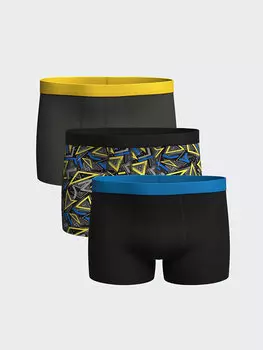 Мужские боксеры из гибкой ткани стандартной формы, 3 предмета LCW DREAM, черный с принтом