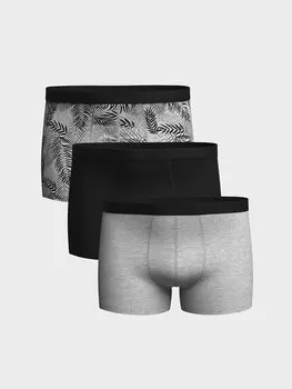 Мужские боксеры из гибкой ткани стандартной формы, 3 предмета LCW DREAM, черный с принтом