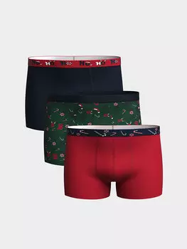 Мужские боксеры из гибкой ткани стандартной формы, 3 предмета LCW DREAM, зеленый принт