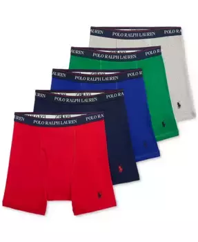 Мужские боксеры из хлопкового трикотажа классического кроя, набор из 5 штук Polo Ralph Lauren, мультиколор