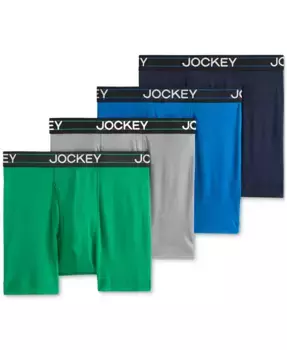 Мужские боксеры Jockey Lightweight Cotton Blend 5", 4 штуки в упаковке, зеленый