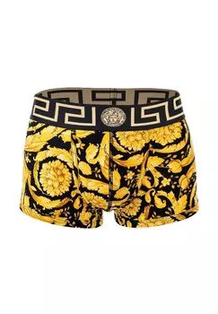 Мужские боксеры - плавки, шорты ретро, хлопок стрейч, узор барокко VERSACE, цвет Schwarz/gold