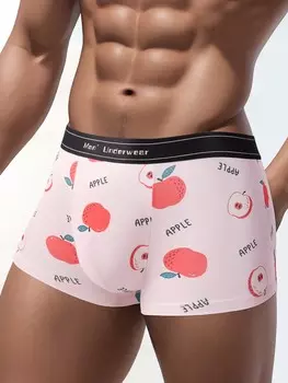 Мужские боксеры с рисунком, нижнее белье, трусы с рисунком яблока, многоцветный