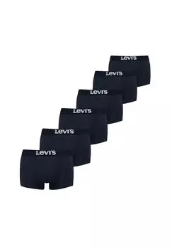 Мужские боксеры — Solid Basic Trunk Organic ECOM, хлопок стретч, 6 шт. в упаковке Levi's, темно-синий