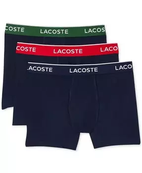 Мужские боксеры стандартного кроя с логотипом на поясе, набор из 3 шт Lacoste, синий