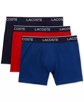Мужские боксеры стандартного кроя с логотипом на поясе, набор из 3 шт Lacoste, синий