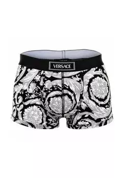Мужские боксеры - TOPEKA BAROQUE, короткие плавки Топика, ткань с принтом в стиле барокко, эластичный хлопок, логотип VERSACE, цвет Wei_/schwarz
