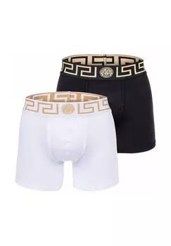 Мужские боксеры, упаковка 2 шт - TOPEKA, бистрейч, натуральный хлопок VERSACE, черно-белый