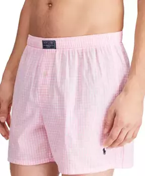 Мужские боксеры в клетку с одной пуговицей на ширинке Polo Ralph Lauren, розовый